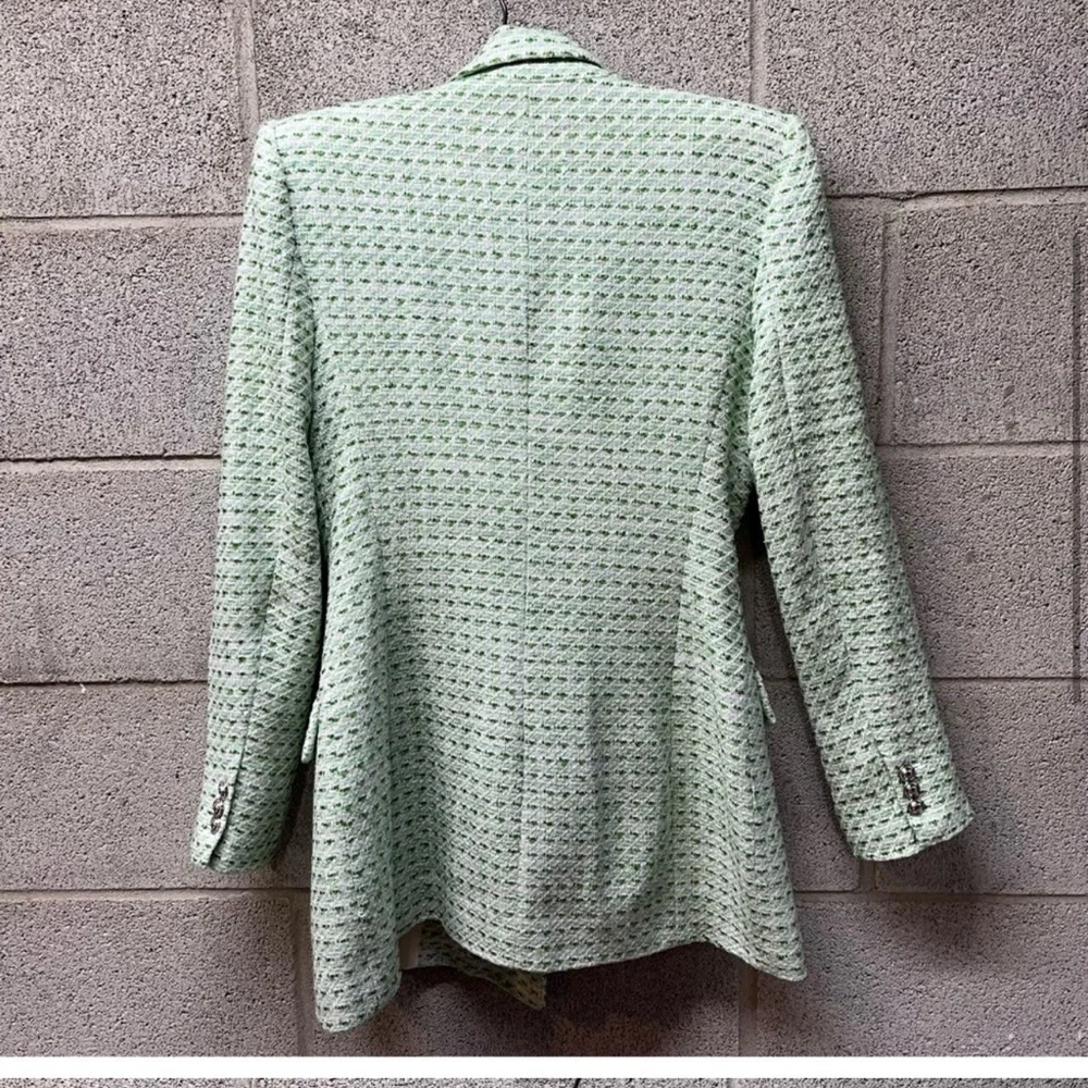 Zara Green and White Tweed Blazer - Picture 3 of 4